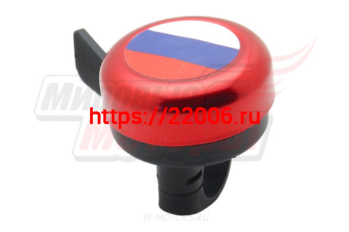 Звонок Вело алюминий/пластик с флагом "Россия" фото 2 Звонок Вело алюминий/пластик с флагом "Россия" фото 2