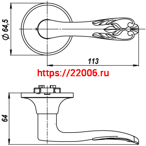 Ручка Punto (Пунто) защелка DK633 SN-BK (6033 SN-B) (фик.) мат. никель фото 3 Ручка Punto (Пунто) защелка DK633 SN-BK (6033 SN-B) (фик.) мат. никель фото 3