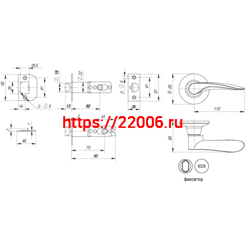 Ручка Punto (Пунто) защелка DK620 CP-BK (6020 CP-B) (фик.) хром фото 3 Ручка Punto (Пунто) защелка DK620 CP-BK (6020 CP-B) (фик.) хром фото 3