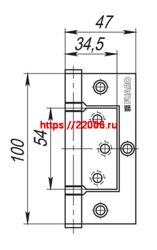 Петля Fuaro (Фуаро) универсальная без врезки IN4300W AC (300-2BB 100x2,5) медь фото 3