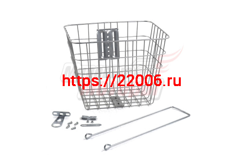 Корзина передняя с крепежом,усиленная (метал. проволока) без крышки, серая