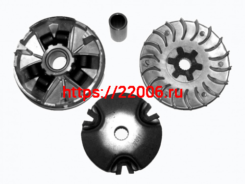 Вариатор Honda Lead -90 в сборе (наружный шкив, палец) Вариатор Honda Lead -90 в сборе (наружный шкив, палец)