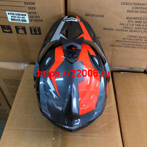 Шлем туринг (кросс со стеклом и очками) COBRA JK802, серо-оранжевый, размеры L фото 4